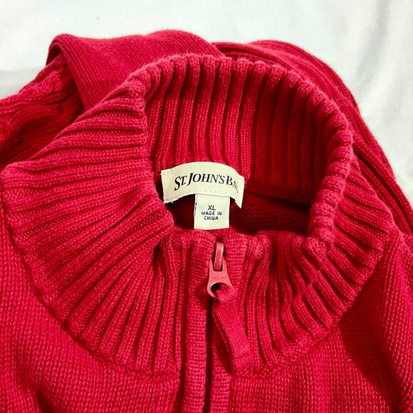 St Johns Bay XL Cotton Red Quarter Zip Sweater - Picture 4 of 11